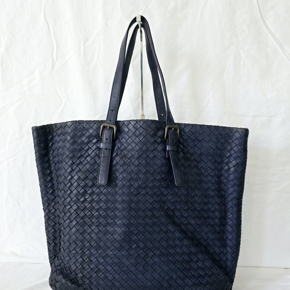 Elegant Navy Blue Woven Tote Bag